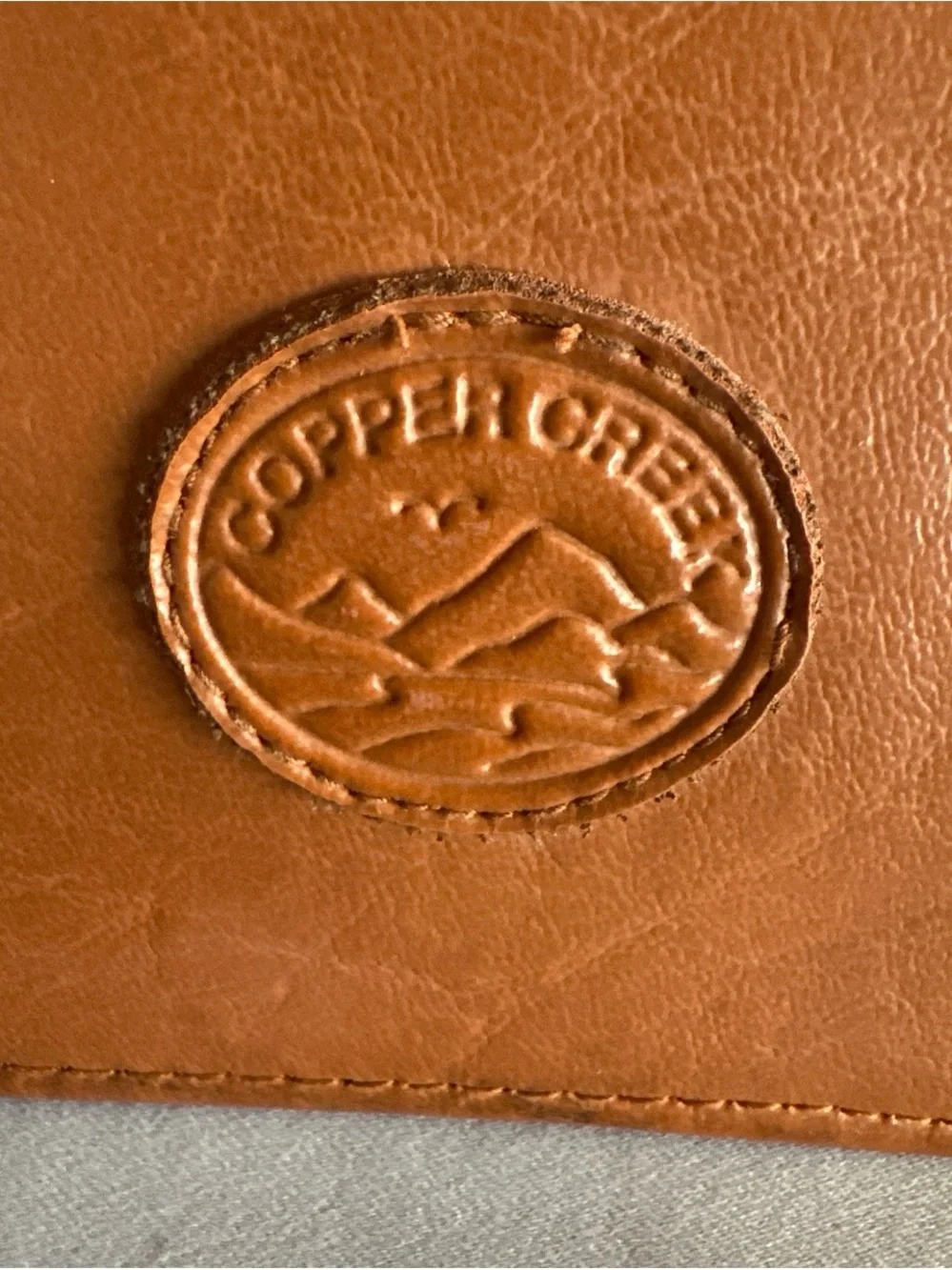 Copper Creek Chestnut Small Leather Messenger Crossbody with Embossed Logo